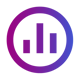 Gradient icon of 3 bars inside of a circle representing data intelligence.