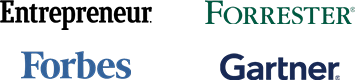 Gartner, Forrester, Entreprenuer and Forbes logos