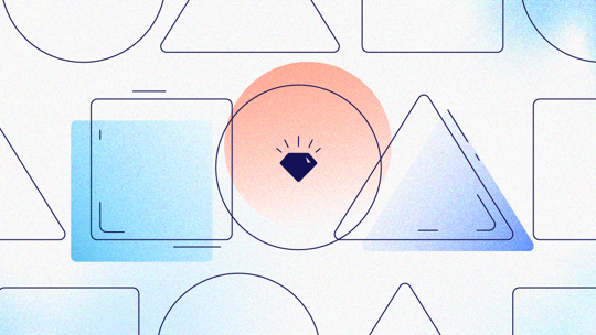 Colorful shapes with a diamond in the center of the banner